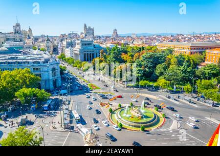 MADRID, SPANIEN, 6. OKTOBER 2017: Luftaufnahme von Madrid vom Palacio de Cibeles, Spanien Stockfoto