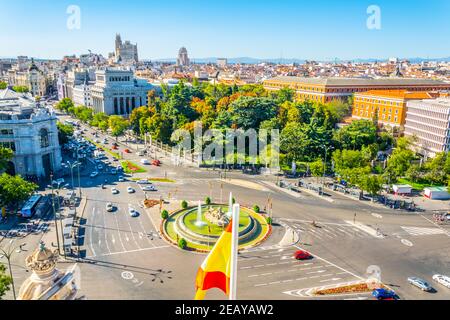 MADRID, SPANIEN, 6. OKTOBER 2017: Luftaufnahme von Madrid vom Palacio de Cibeles, Spanien Stockfoto