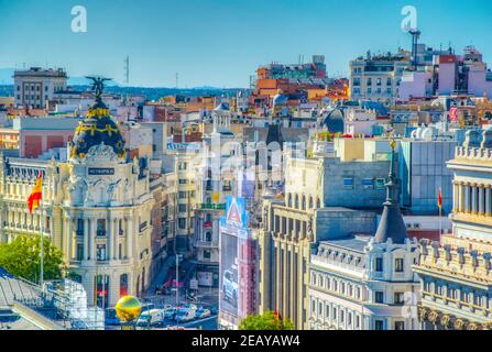 MADRID, SPANIEN, 6. OKTOBER 2017: Luftaufnahme von Madrid vom Palacio de Cibeles, Spanien Stockfoto