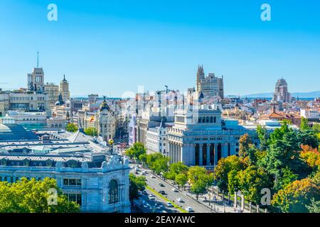 MADRID, SPANIEN, 6. OKTOBER 2017: Luftaufnahme von Madrid vom Palacio de Cibeles, Spanien Stockfoto