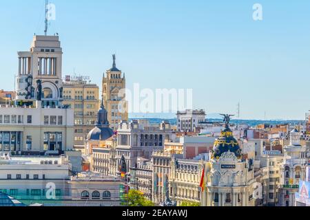 MADRID, SPANIEN, 6. OKTOBER 2017: Luftaufnahme von Madrid vom Palacio de Cibeles, Spanien Stockfoto