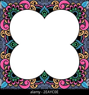 Quadratische Bunte Blumenblatt Blumenrahmen Abstrakte Illustration Stock Vektor