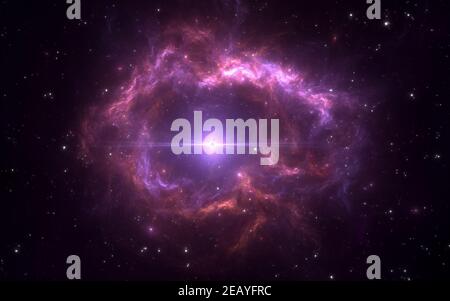 Planetarischer Nebel mit weißem Zwerg. Für Projekte zu Wissenschaft, Forschung und Bildung. 3D Abbildung Stockfoto