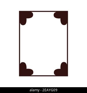 Dekorativer Rahmen. Rechteck Herz Formen Rand. Isoliertes Element, weißer Hintergrund, Vektor Stock Vektor