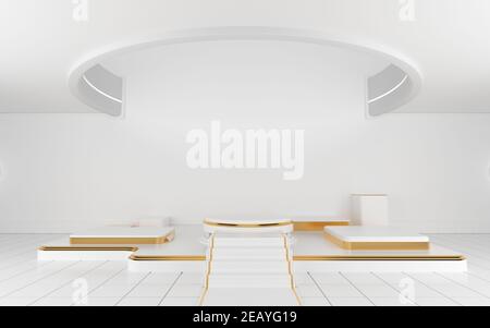 Leerer runder Raum mit Loch an der Decke, 3D Rendering. Digitale Zeichnung des Computers. Stockfoto
