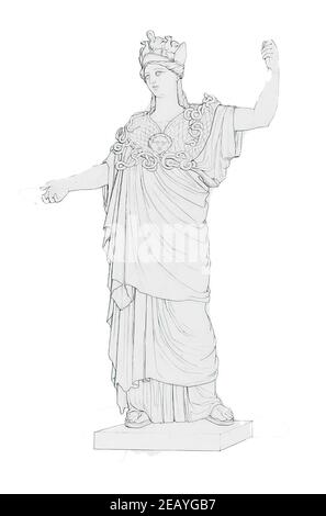 Illustration der griechischen Göttin der Weisheit Athene Stockfoto