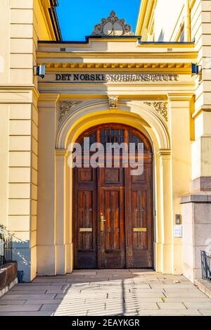 OSLO, NORWEGEN, 15. APRIL 2019: Blick auf das Nobelinstitut in Oslo, Norwegen Stockfoto