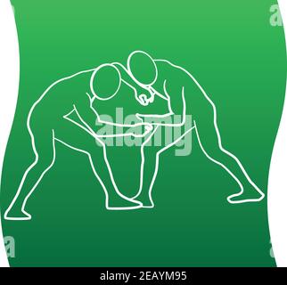 Wrestling-Ikone eines Sport-Sets. Linienvektordarstellung EPS 10 Stock Vektor