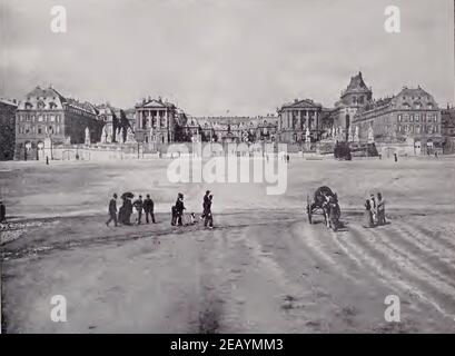 Jahrgang 1892 Fotografie des Schlosses von Versailles, Paris, Frankreich Stockfoto