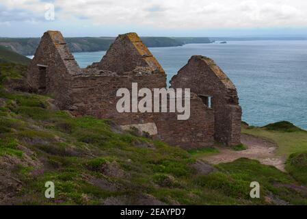 Die Überreste der Zinnmine Wheal Coates, St Agnes Head, Cornwall, Großbritannien Stockfoto