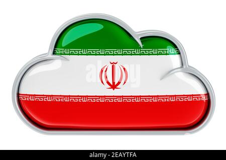 Cloud-Storage-Service im Iran, 3D Rendering isoliert auf weißem Hintergrund Stockfoto