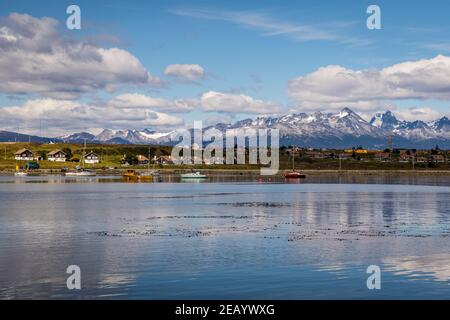 Blick vom Hafen Ushuaia, Argentinien Stockfoto