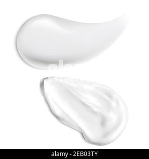 Cremefarbene Textur. Isolierte kosmetische Creme Schlaganfall, Gesichtspflege Gel. Weiße Creme Abstrich isoliert auf dem Hintergrund. Gesichtscreme mit Flecken, Milchspritzer krank Stock Vektor