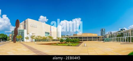 TEL AVIV, ISRAEL, 10. SEPTEMBER 2018: Charles Bronfman Auditorium im Zentrum von Tel Aviv, Israel Stockfoto