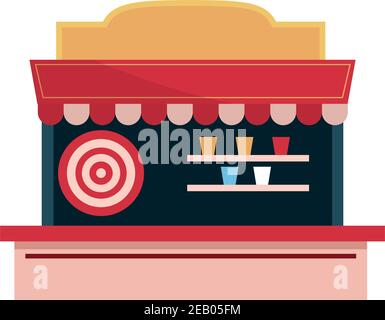 Vergnügungspark Karneval Shooting Spiel mit Zielen Stand flach Design vektorgrafik Stock Vektor
