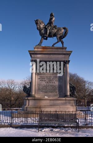 Bronzestatue von Lord Roberts im Kelvingrove Park, Glasgow Stockfoto