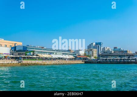 TEL AVIV, ISRAEL, 10. SEPTEMBER 2018: Blick auf den alten Hafen von Tel Aviv, Israel Stockfoto