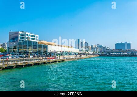 TEL AVIV, ISRAEL, 10. SEPTEMBER 2018: Blick auf den alten Hafen von Tel Aviv, Israel Stockfoto