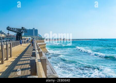 TEL AVIV, ISRAEL, 10. SEPTEMBER 2018: Blick auf den alten Hafen von Tel Aviv, Israel Stockfoto