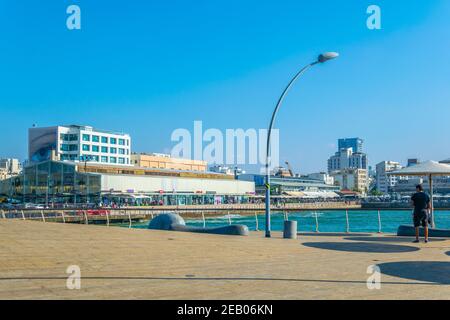 TEL AVIV, ISRAEL, 10. SEPTEMBER 2018: Blick auf den alten Hafen von Tel Aviv, Israel Stockfoto