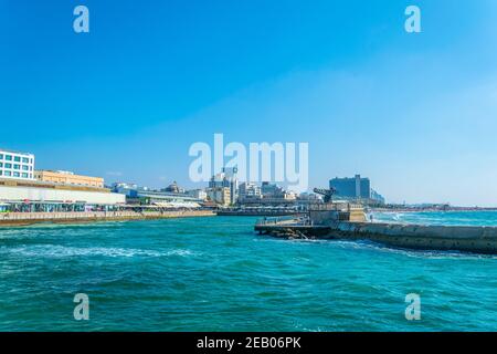 TEL AVIV, ISRAEL, 10. SEPTEMBER 2018: Blick auf den alten Hafen von Tel Aviv, Israel Stockfoto