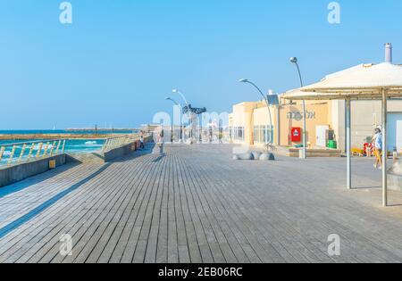 TEL AVIV, ISRAEL, 10. SEPTEMBER 2018: Blick auf den alten Hafen von Tel Aviv, Israel Stockfoto