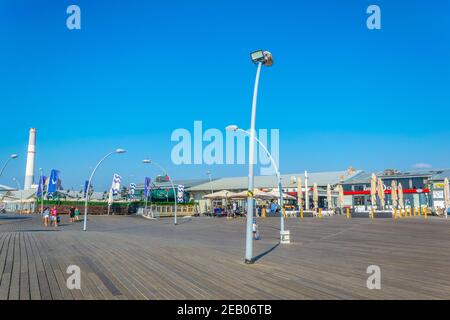 TEL AVIV, ISRAEL, 10. SEPTEMBER 2018: Blick auf den alten Hafen von Tel Aviv, Israel Stockfoto