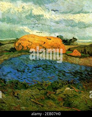 Haystacks under a Rainy Sky 1880 Stockfoto