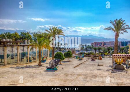 EILAT, ISRAEL, 30. DEZEMBER 2018: Stadtbild von Eilat aus dem Heimatmuseum, Israel Stockfoto