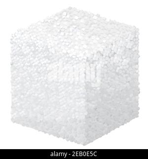 Vektor realistische 3D Zucker Würfel Block isoliert auf weißem Hintergrund. Stock Vektor