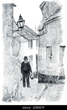 Bleistiftskizze von St Ives Cornwall 1890s, von Robert Morton Nance 1898 das Studio ein Illustriertes Magazin für bildende und angewandte Kunst Stockfoto