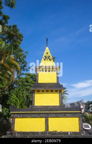 Indonesien, Sumatra, Samosir Insel, Toba See, Ambarita, Siallagan Dorf, Grab von Laga Siallagan, der erste Chef von Ambarita. Stockfoto