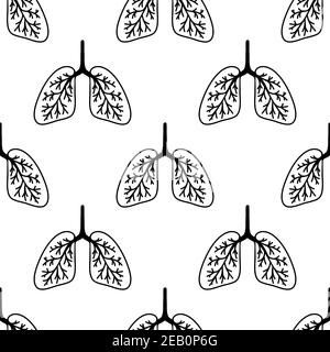 Nahtloses Muster aus handgezeichneter Lunge Illustration. Isoliert auf weißem Hintergrund. Stock Vektor