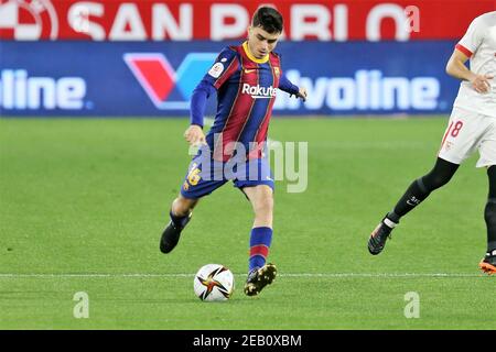 Pedro Gonzalez Lopez, Pedri des FC Barcelona während des spanischen Pokals, Copa del Rey, Halbfinale, 1st-Bein-Fußballspiel zwischen dem FC Sevilla und dem FC Barcelona am 10. Februar 2021 im Sanchez Pizjuan Stadion in Sevilla, Spanien - Foto Laurent Lairys / DPPI / LiveMedia Stockfoto