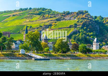 BACHARACH, DEUTSCHLAND, 16. AUGUST 2018: Bacharach Stadt in Deutschland Stockfoto