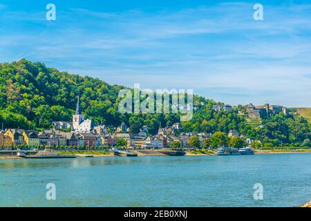 ST. GOAR, 16. AUGUST 2018: Blick auf die Uferpromenade von St. Goar Stockfoto