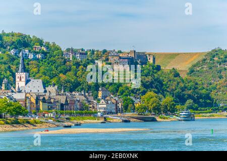 ST. GOAR, 16. AUGUST 2018: Blick auf die Uferpromenade von St. Goar Stockfoto