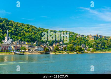 ST. GOAR, 16. AUGUST 2018: Blick auf die Uferpromenade von St. Goar Stockfoto