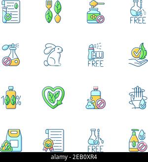 RGB-Farbsymbole für Naturkosmetik eingestellt Stock Vektor