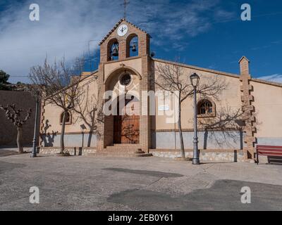 Iglesia de Nuestra Senora de los Dolores (Eremitage Unsere Liebe Frau von den Leiden von El Berro) Kirche Fassade El Berro Sierra Espuna Murcia Spanien Stockfoto