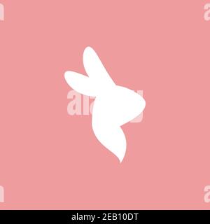 Vektor-Symbol mit Cartoon Hase Kopf. Weißes Kaninchen isoliert auf rosa Background. Osterhase. Flaches Design Stock Vektor