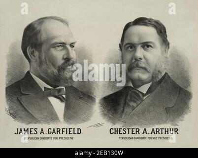 James A. Garfield republikanischer Kandidat für den Präsidenten - Chester A. Arthur republikanischer Kandidat für den Vizepräsidenten 1880 Stockfoto