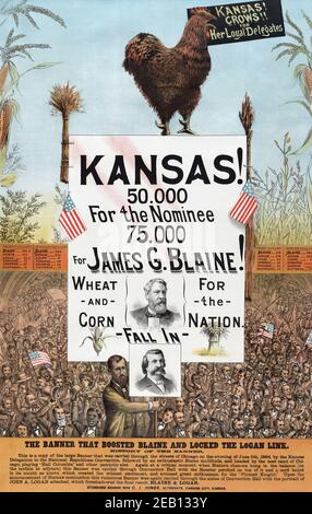 Kansas! Für James G. Blaine. 1884 Stockfoto