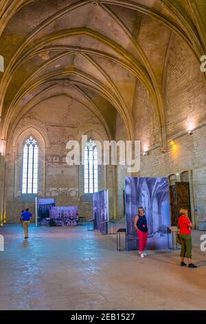 AVIGNON, FRANKREICH, 22. JUNI 2017: Touristen schlendern durch das Palais de Papes in Avignon, Frankreich Stockfoto