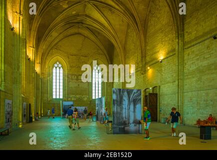 AVIGNON, FRANKREICH, 22. JUNI 2017: Touristen schlendern durch das Palais de Papes in Avignon, Frankreich Stockfoto