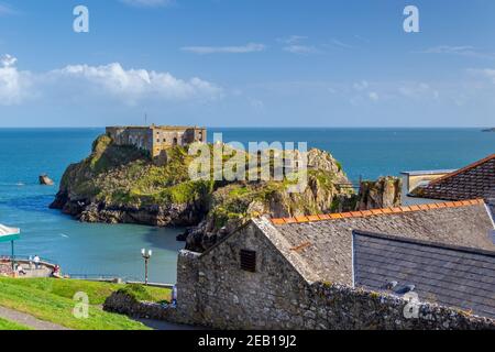 Schloss in der Stadt Tenby, Wales. Stockfoto