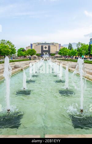 SOFIA, BULGARIEN, 1. MAI 2018: Blick auf den Nationalpalast der Kultur in Sofia, Bulgarien Stockfoto