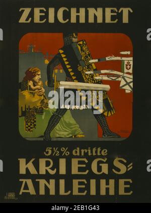 Zeichnet Kriegsanleihe; Abonnieren Sie den 5 1/2 %-Kredit des Dritten Krieges. 1915 Stockfoto