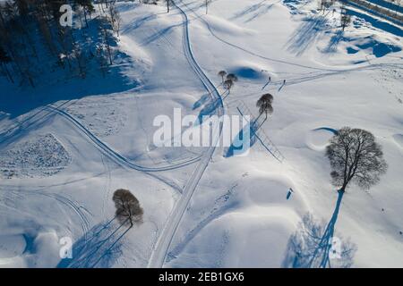 Schwedischer Golfplatz, Winterlandschaft Stockfoto