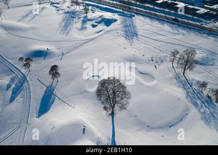 Schwedischer Golfplatz, Winterlandschaft Stockfoto